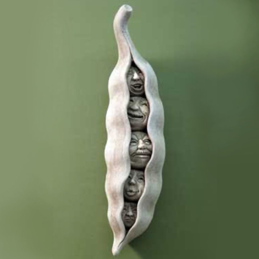NIB Carruth Studio 5 Peas in a Pod Handmade Aged Stone Sculpture